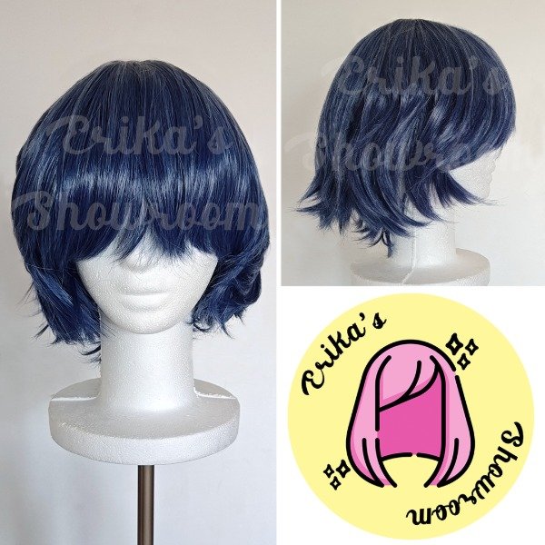 Producto - Peluca corta desmechada con flequillo azul 92