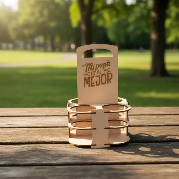 Producto - Porta botellas de cerveza en fibrofacil calado x 5 unidades