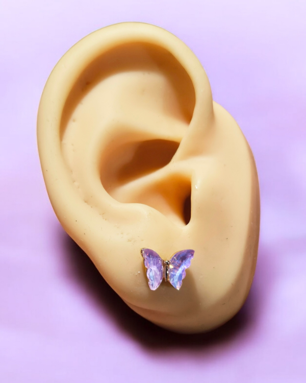 Producto - Aros pasante mariposa chica lila