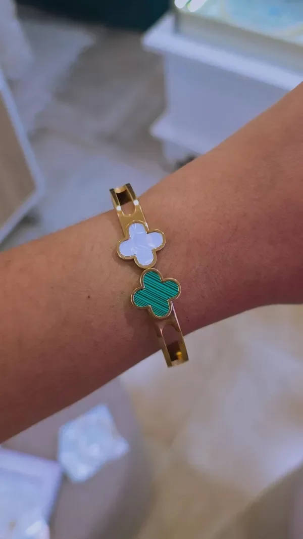 Producto - Esclava trébol verde y blanco AD