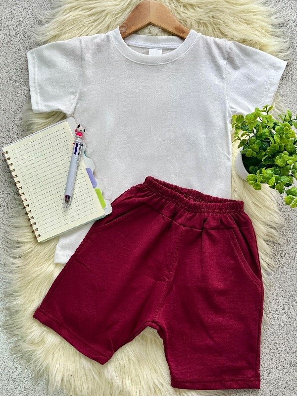 Producto - CONJUNTO ESCOLAR BORDO (REMERA + SHORT)