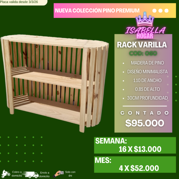 Producto - RACK VARILLA PINO COD:060