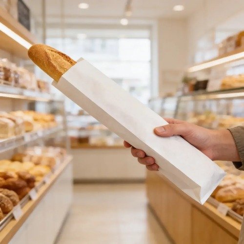 Producto - BOLSA DE PAPEL SULFITO PARA PANADERÍA BAGUETTE 8x58 Cm X100 - 1
