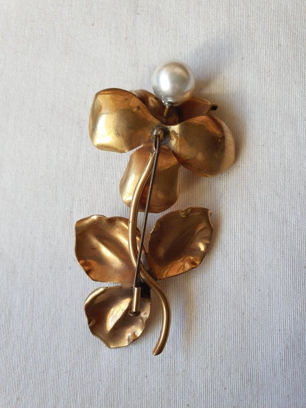 Producto - Broche 40s Jardín de Oro - Rosa con Perla - 7
