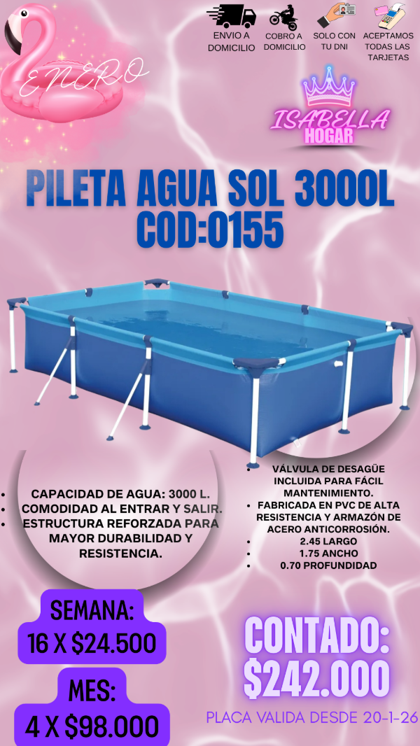 Producto - PILETA AGUA SOL 3000L COD:0155
