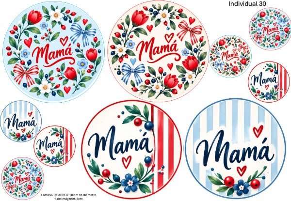 Producto - LAMINA COMESTIBLE MAMA TORTAS INDIVIDUALES 30 - 1