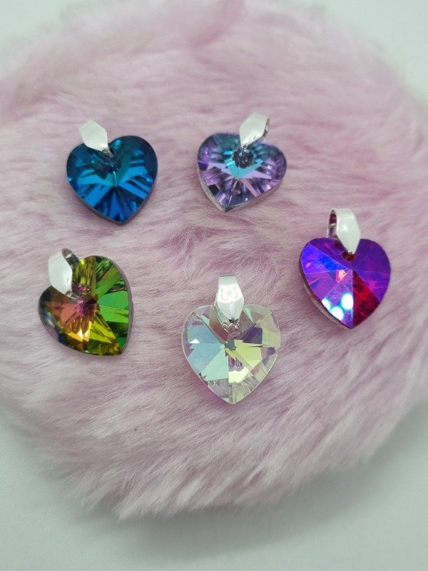 Producto - Dije acero blanco corazon swarovski med