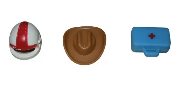 Producto - Playmobil Accesorios Casco De Moto + Sombrero Cowboy + Botiquin Año 2005 (usado)