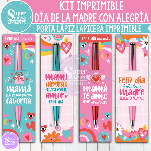 Producto - KIT IMPRIMIBLE DÍA DE LA MADRE CON ALEGRÍA PORTA LAPICERAS