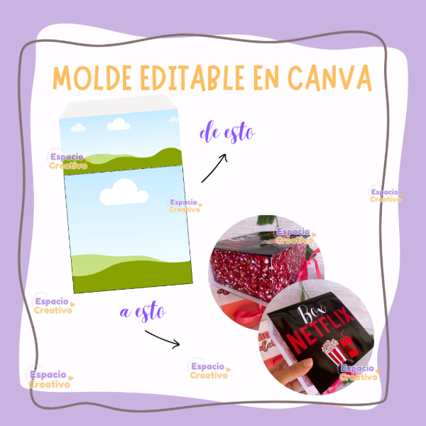 Producto - Caja editable en Canva - molde liso sin diseño.