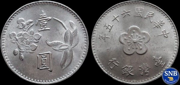 Producto - Taiwán - 1 Dólar (1976) KM #536 - Aislamiento Internacional