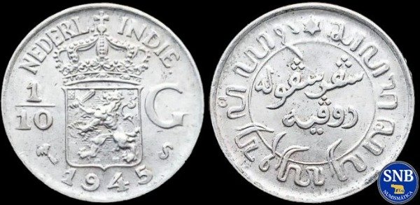 Producto - Indias Orientales Neerlandesas - 1/10 Florín (1945) KM #318 S Plata