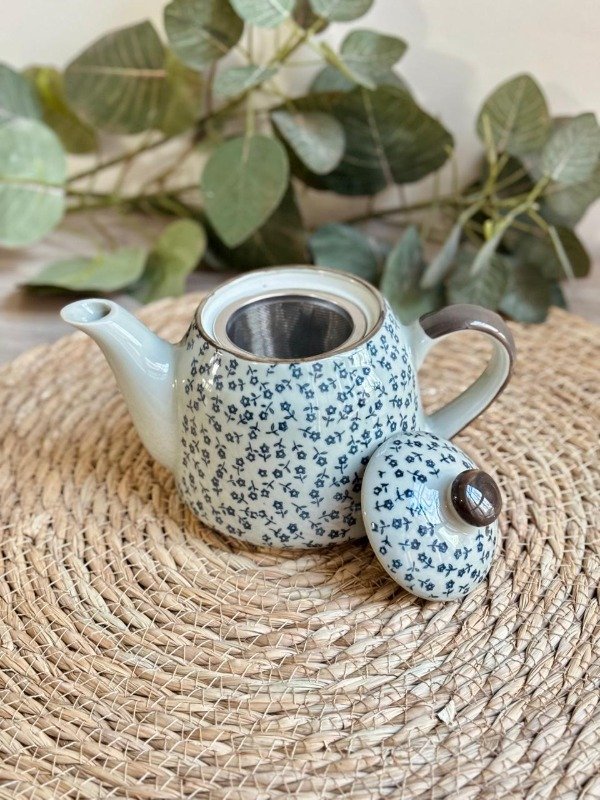 Producto - Tetera   de   Ceramica +   Infusor   Diseño   Floral -   19 x 9 x 12 cm