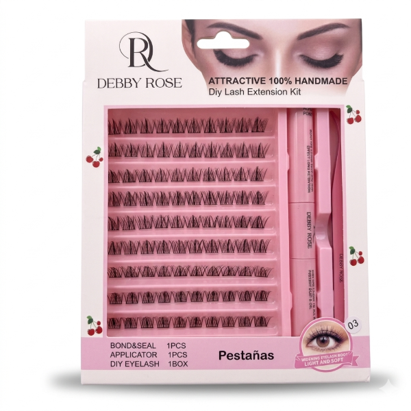 Producto - Set pestañas DIY Eyelaah + bonder, pegamento, pinza (#03) - Debby Rose