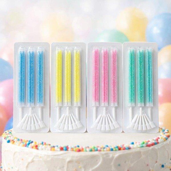 Producto - Pack x4 Velas con Glitter Color Pastel EB