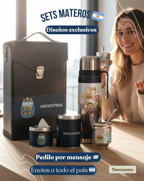 Producto - SET COMPLETO ECOCUERO TERMO ACERO, BOLSO RIGIDO SELECCION ARGENTINA