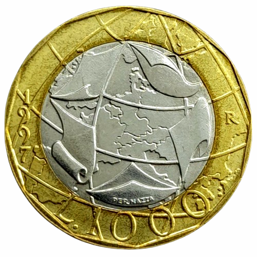 Producto - Italia ERROR 1000 Liras 1997 Mapa Km#190 Aunc
