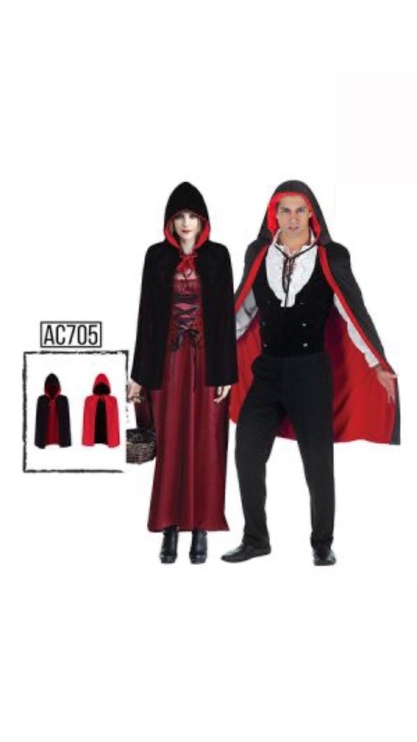 Producto - Capa Reversible con capucha rojo/negro 80cm