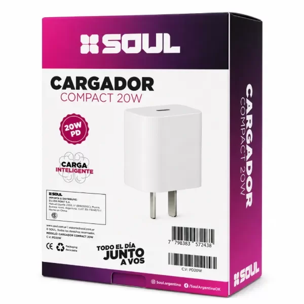 Producto - CARGADOR SOUL COMPACT 20W PD20W