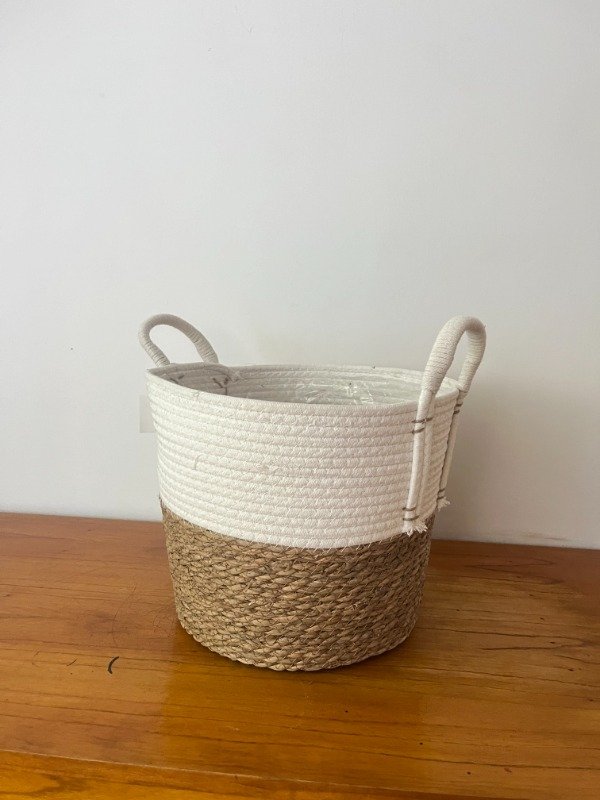 Producto - Canasto Yute Bicolor mediano