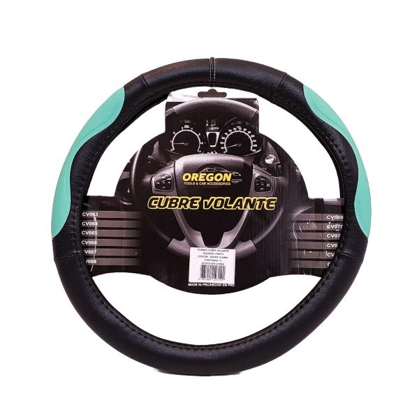 Producto - CUBRE VOLANTE 38 NEGRO / VERDE AGUA CV073
