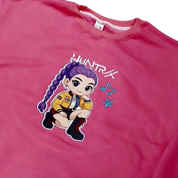 Producto - Buzo Overzise en friza Nena Bordado K-pop Rosa T14