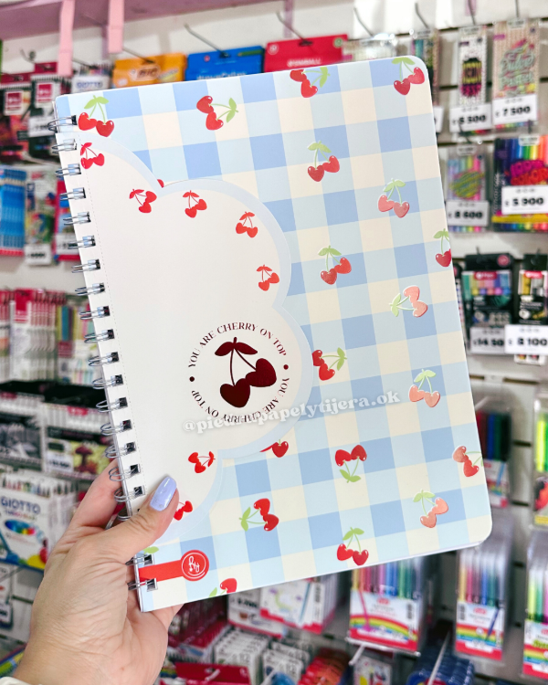 Producto - Cuaderno semirigido con solapa cerezas