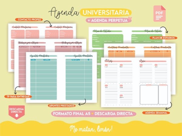 Producto - Archivo agenda UNIVERSITARIA COLOR pdf