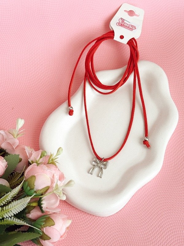 Producto - Choker Lazo Moño Rojo