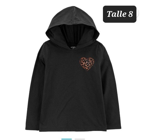Remera manga larga carters talle 8 capucha