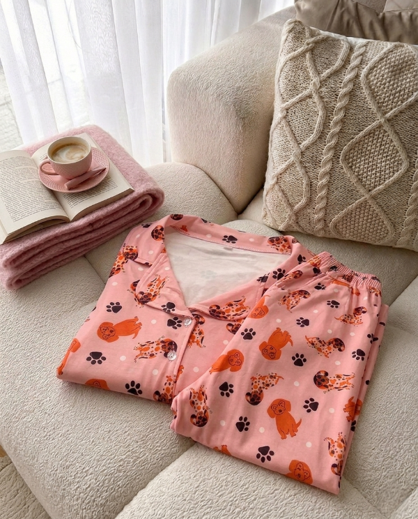 Producto - Pijama camisero largo - Salchis rosa
