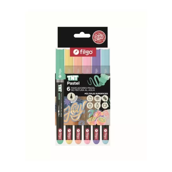 Producto - MARCADORES PINCEL x6 TNT FILGO PASTEL