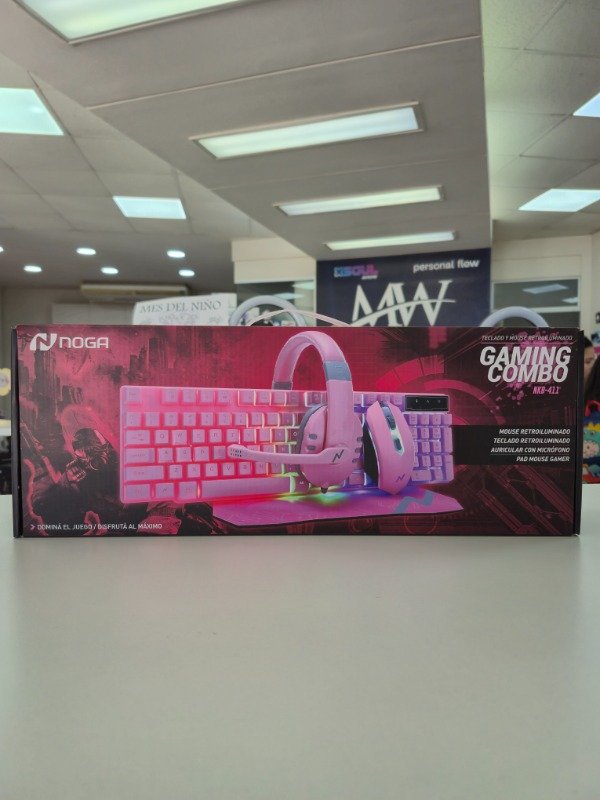 Producto - Kit Gamer 4 en 1 Rosa Noga NKB-411