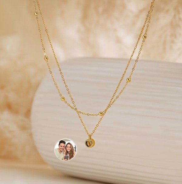 Producto - Collar doble foto proyección dorado