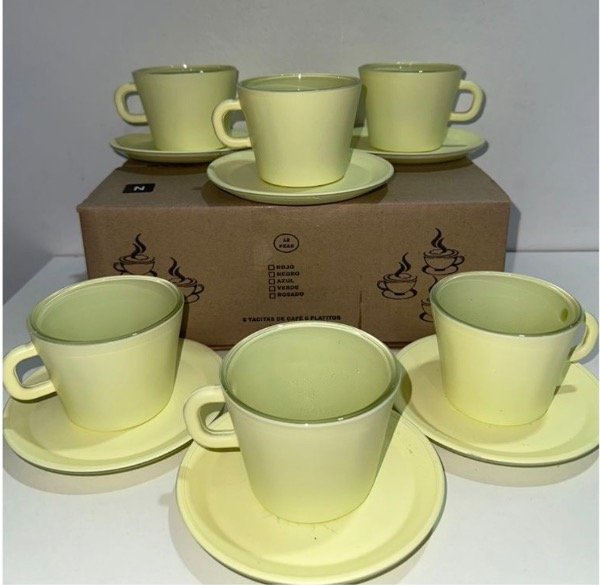 Producto - Set de tazas de vidrio con platos X6