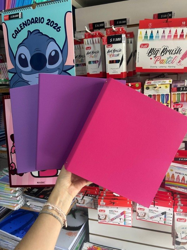 Producto - Carpeta N3 aros 40 mm resistente tapa dura ROSAS