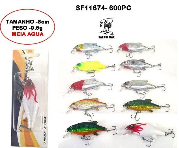 Producto - Señuelo Safari SF11674 Corvina 8cm 9.5g con Rattling Palet 1.5cm Media Agua