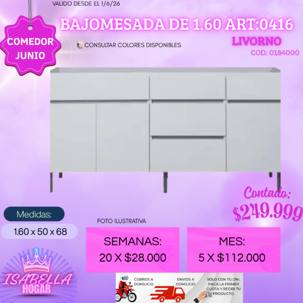Producto - BAJOMESADA LIVORNO 1.60