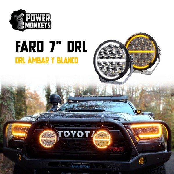 Producto - PM-7INCH-DRL // Faro Redondo con DRL blanco+Ambar de 7 pulgadas