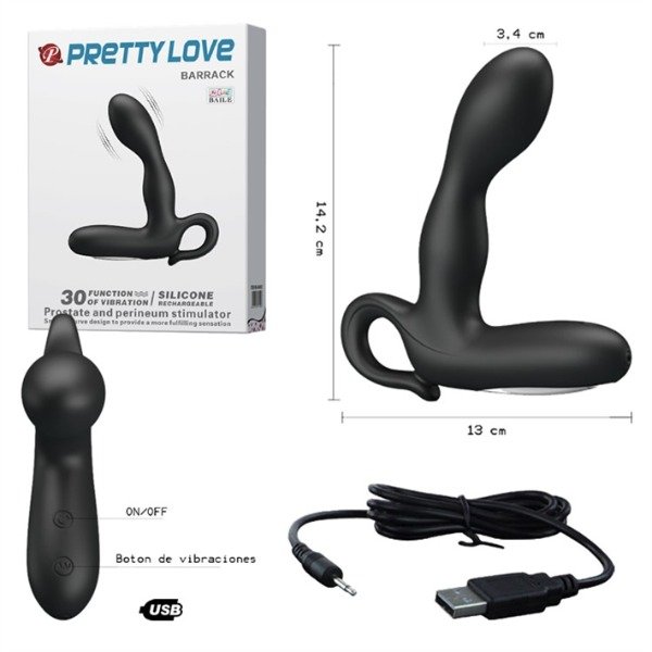 Producto - Masajeador prostatico con 30 velocidades y carga USB