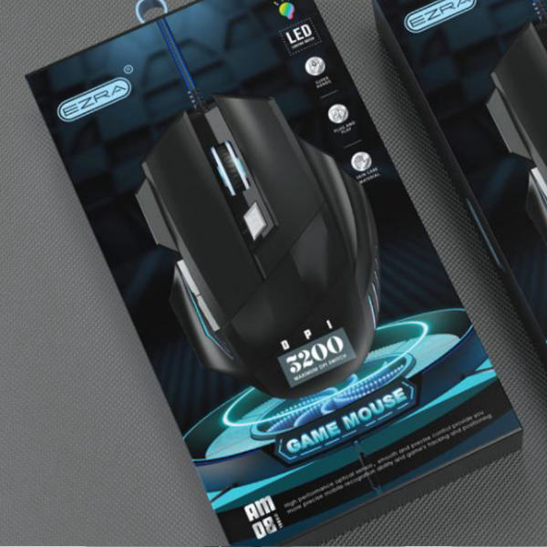 Producto - Mouse Ezra con Cable Gamer + Luz Led AM08.