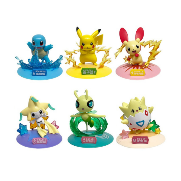 Producto - Figuras Pokemon Set X 6 con base decorada en caja sorpresa Pikachu