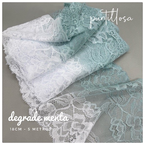Producto - Puntilla Elastizada Degrade Menta 18cm - 5 metros