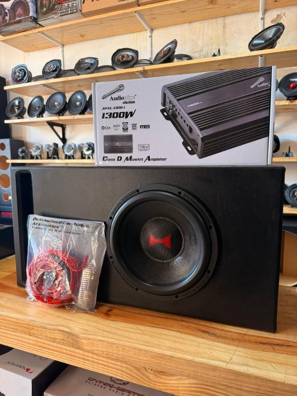 Producto - COMBO SUB 12" DYNAHERTZ 800RMS + POTE 1300.1 AP + CABLES + CAJON DUCTADO MDF