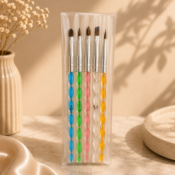 Producto - SET 5 PINCEL MANGO GLITTER ACRILICO W108