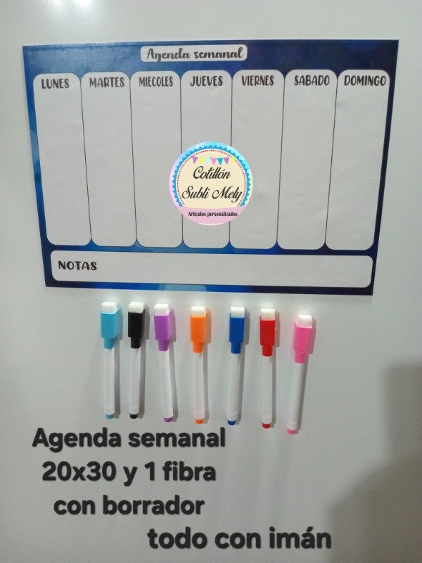 Producto - AGENDA SEMANAL 1 FIBRA CON BORRADOR 20X30 TODO CON IMAN HORIZONTAL