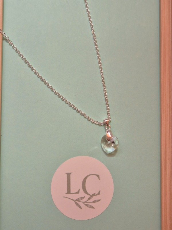 Producto - Collar dije cristal corazon blanco