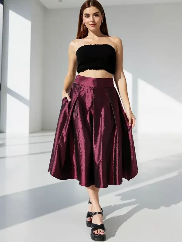Producto - Pollera plato circular pin up Retro Uva magenta Ternazol - 1