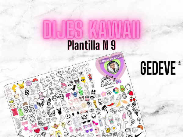 Producto - Plantilla para Stickers/Dijes Nail Art N 9 (KAWAII) - PDF Descargable
