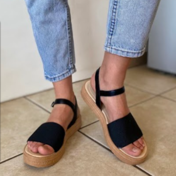 Producto - Sandalias Mujer Plataforma Baja Suela Goma y Faja Ancha art 501